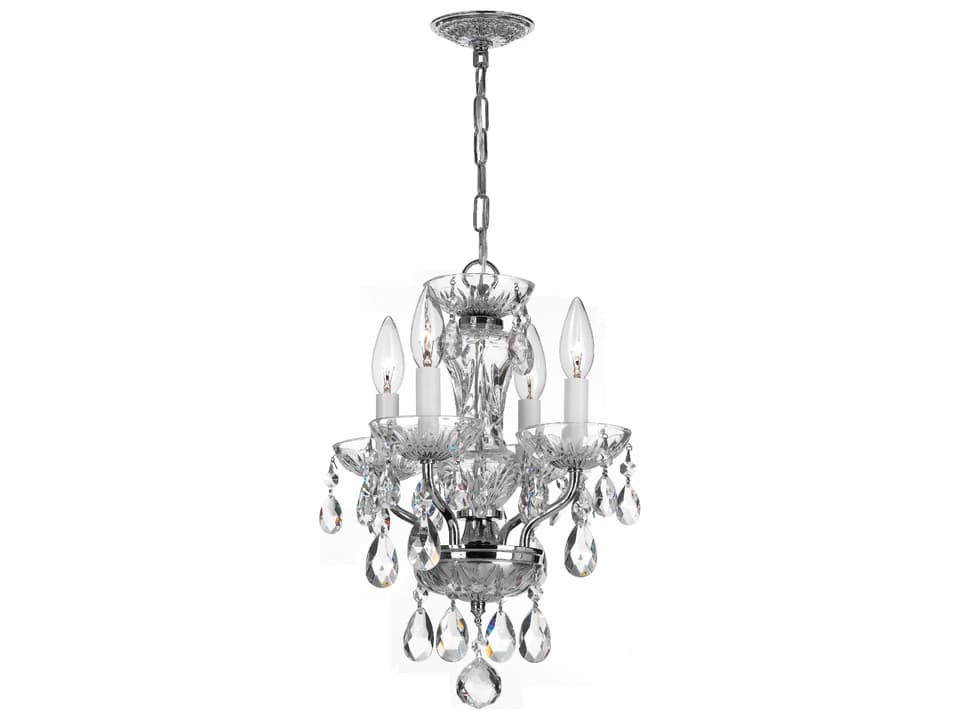 4-Light Traditional Crystal Mini Chandelier in Polished Chrome with Clear Italian Crystal