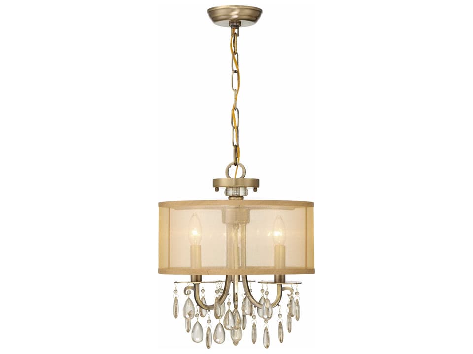 Hampton 3-Light Drum Chandelier in Polished Chrome with Crystal Accents