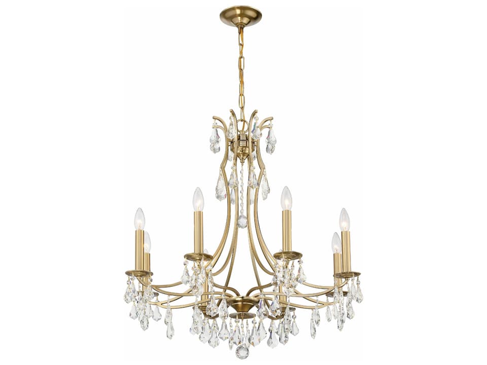 8-Light Cedar Chandelier in Vibrant Gold with Hand-Cut Crystal