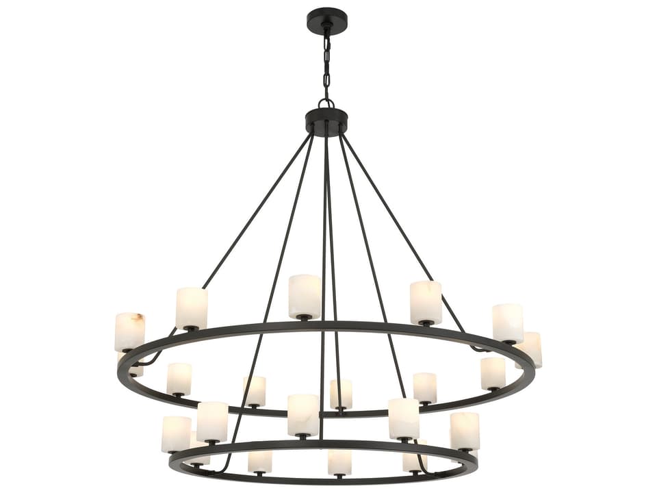 Aragon 22-Light LED Chandelier in Matte Black with Alabaster