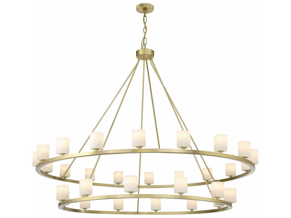 30-Light Aragon Chandelier in Soft Brass with Alabaster Shades