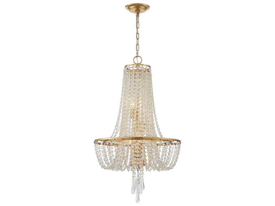 4-Light Arcadia Chandelier with Hand Cut Crystal in Antique Gold
