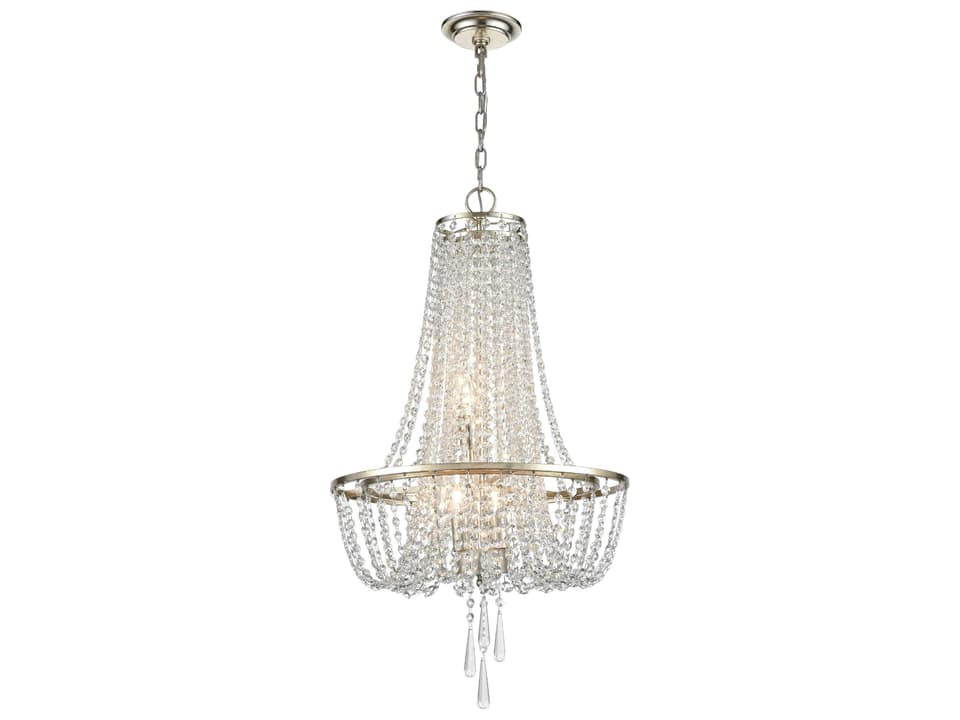 Arcadia 4-Light Chandelier in Antique Silver with Clear Crystals