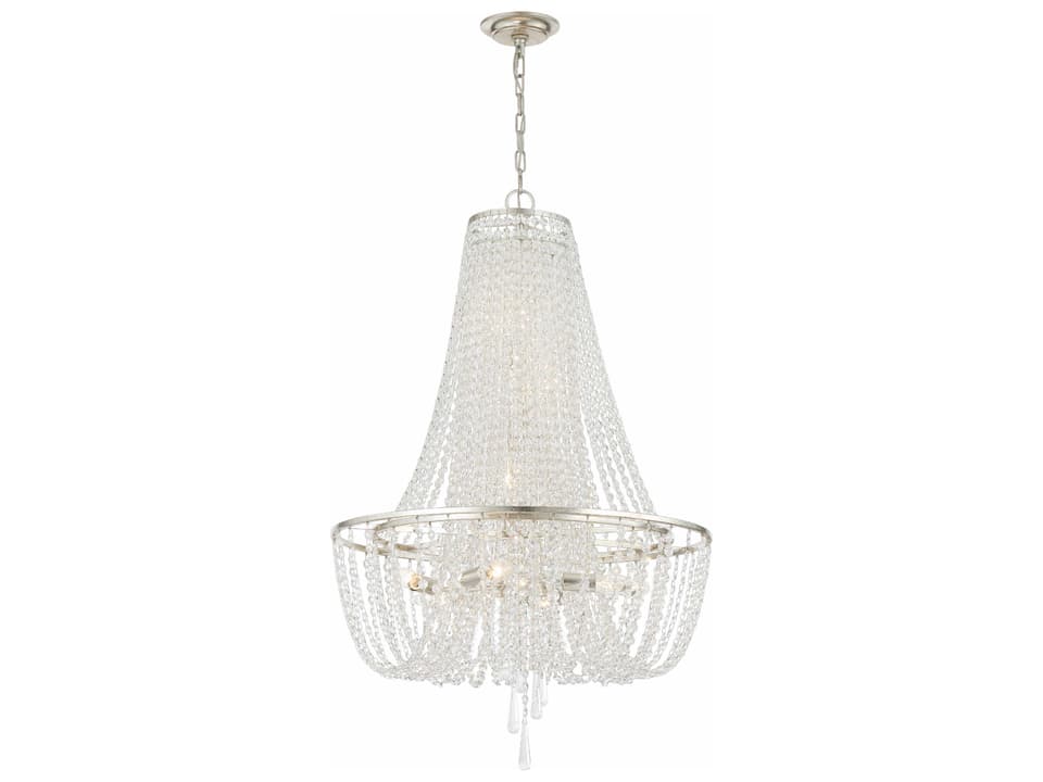 Arcadia 9-Light Transitional Chandelier in Antique Silver with Hand Cut Crystal