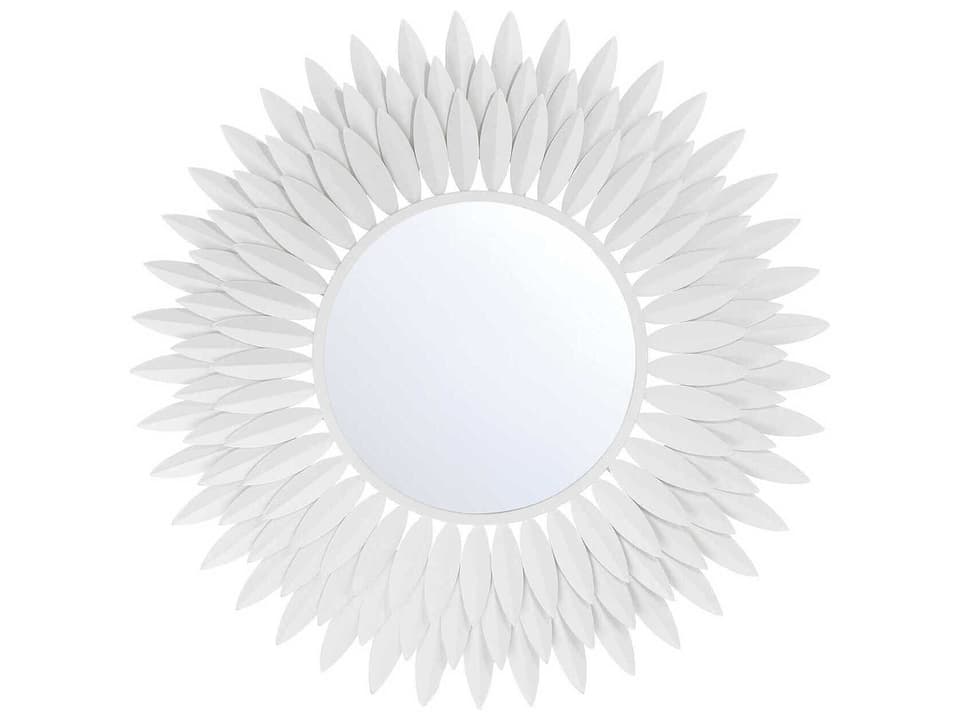 Broche 24-Inch Round Wall Mirror in Matte White Finish
