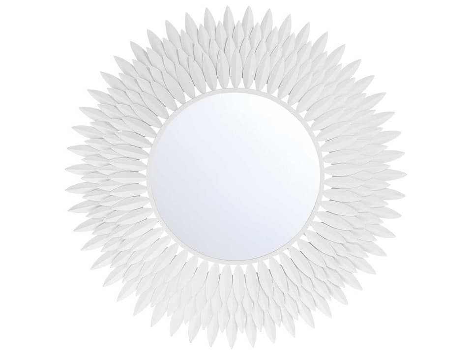 Broche Sunburst Decorative Mirror in Matte White Finish