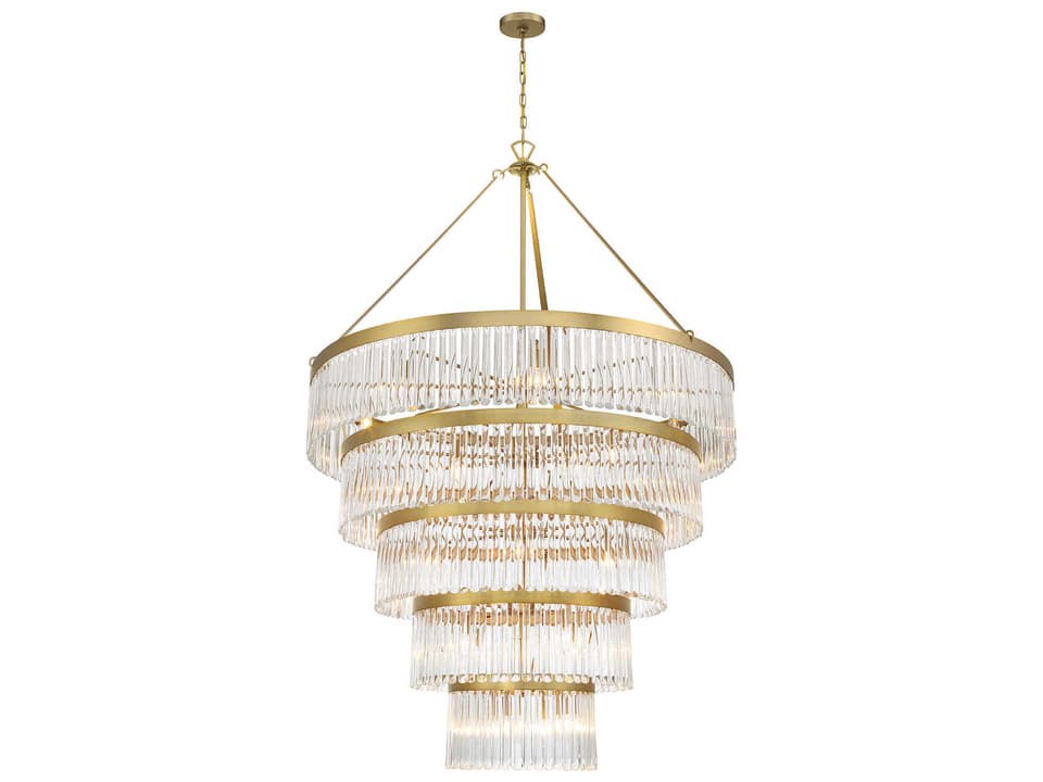 Emory 30-Light Chandelier in Modern Gold with Glass Prisms
