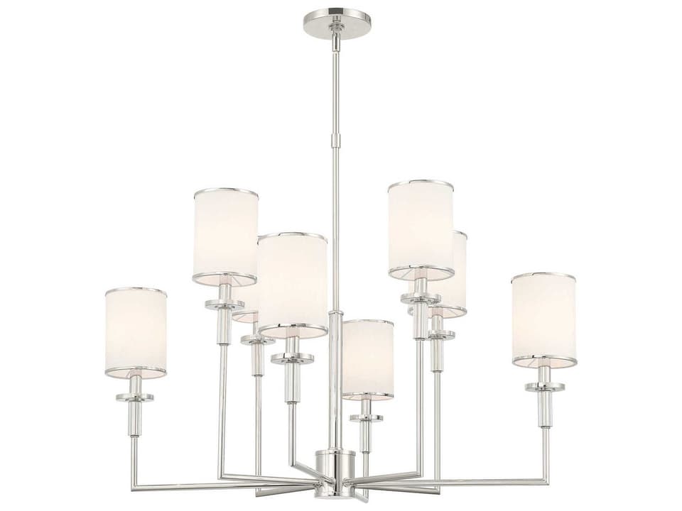 Hatfield 8-Light Polished Nickel Chandelier with Silk Shades