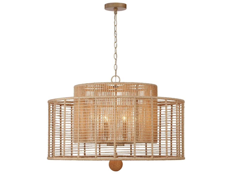 8-Light Jayna Chandelier in Burnished Silver with Jute Accents