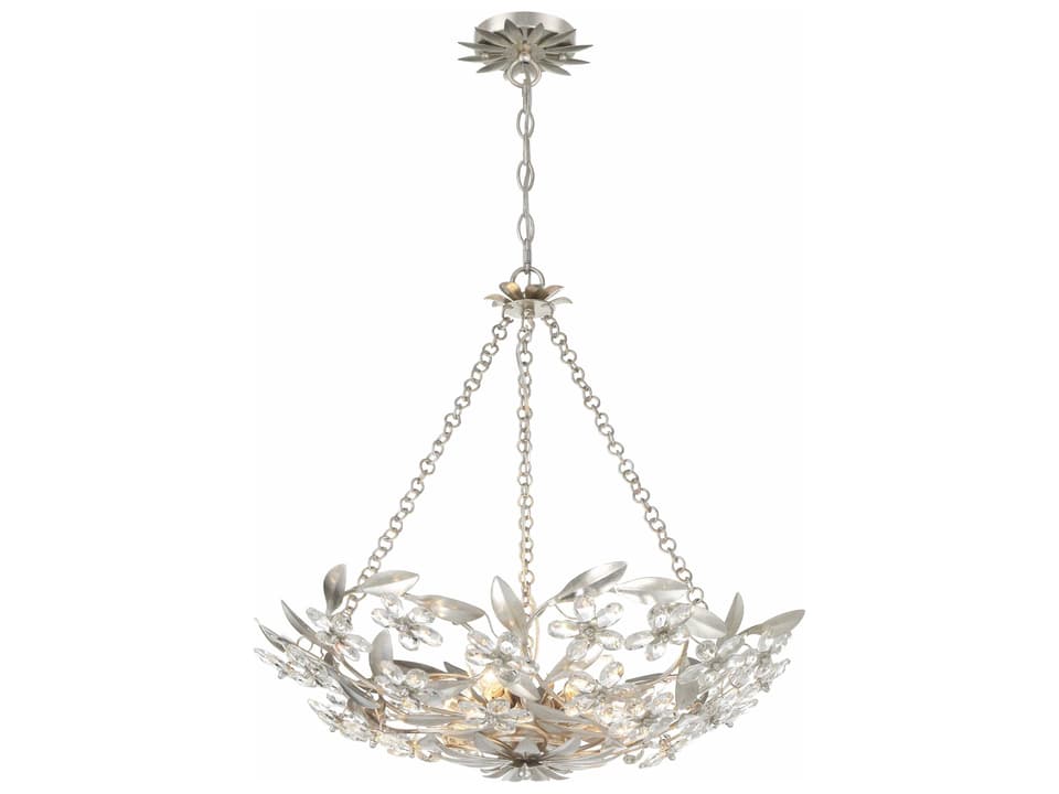 Marselle 6-Light Chandelier with Hand-Cut Crystal in Antique Silver