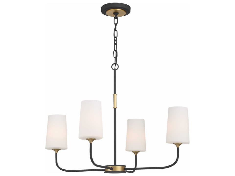 4-Light Niles Chandelier in Black Forged and Modern Gold