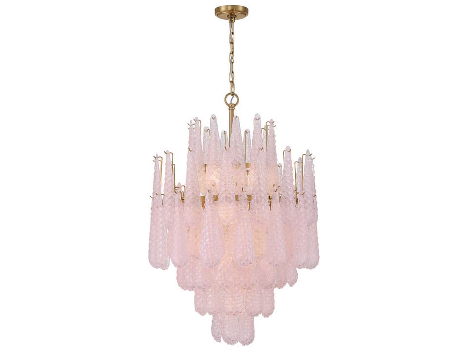 Ollie 16-Light Chandelier in Aged Brass with Sand Glass Blush