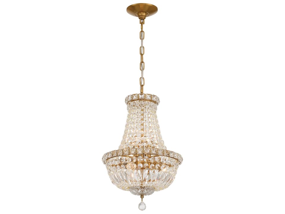 Roslyn 5-Light Chandelier with Hand Cut Crystal in Aged Brass