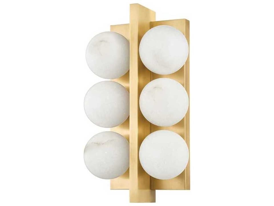 Emille 6-Light Vintage Brass Glass Vanity Light