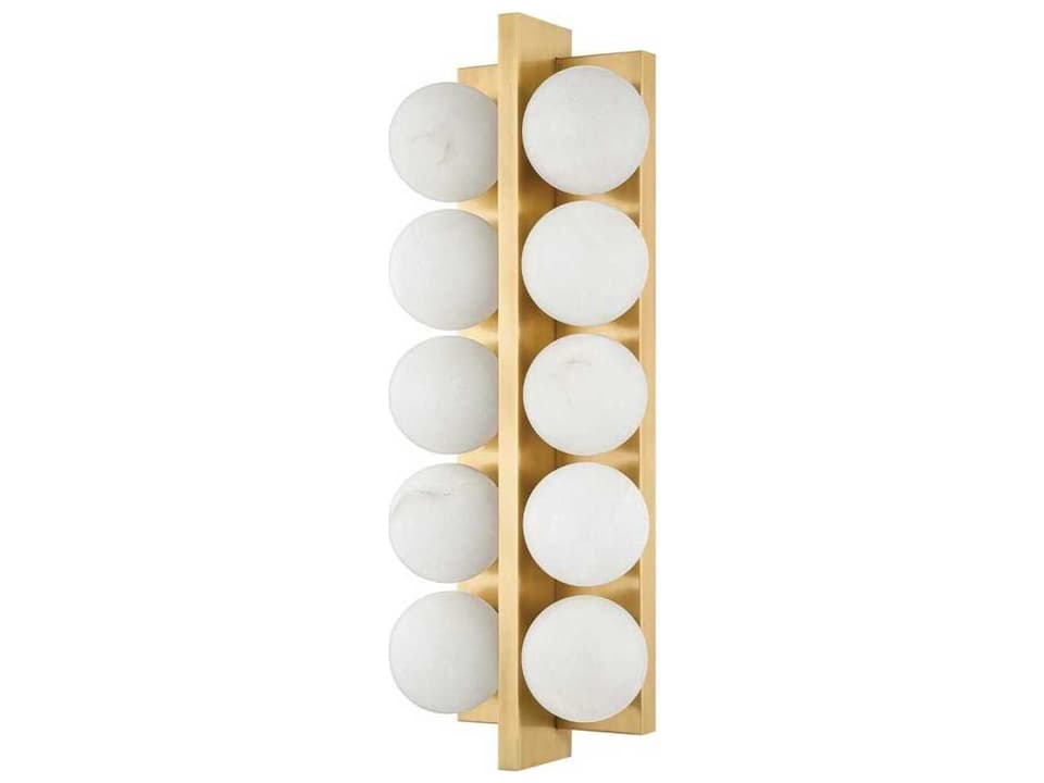 Emille 10-Light Vintage Brass Glass Vanity Light