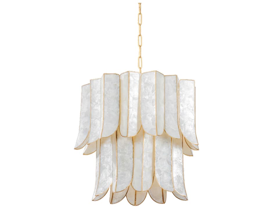 7-Light Cartagena Chandelier in Vintage Gold Leaf with Capiz Shell