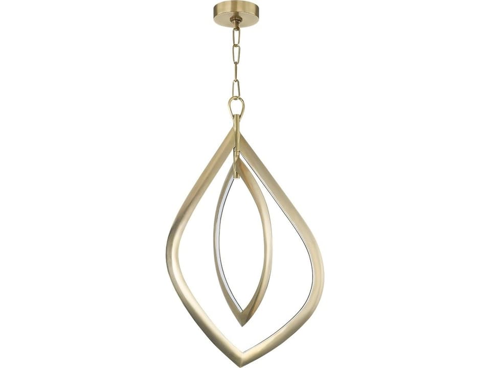 2-Light Arles LED Chandelier in Vintage Brass with Opal Matte Shade