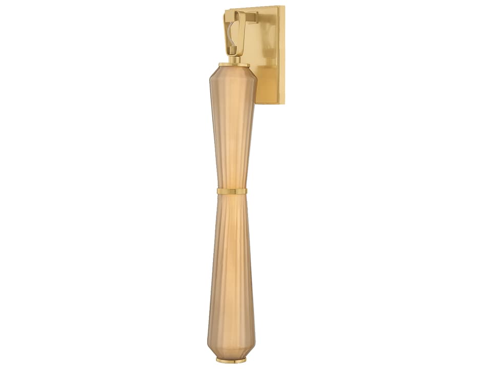 Zircon LED Wall Sconce in Vintage Brass and Light Bronze Glass