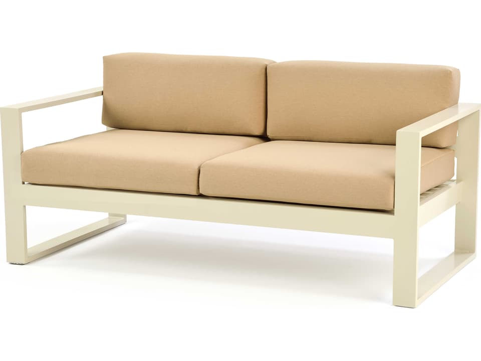 Space Cast Aluminum Outdoor Cushion Loveseat with Powder-Coated Frame