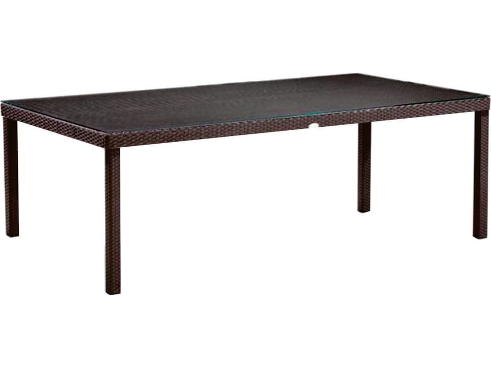 Dijon Majestic Rectangular Outdoor Dining Table with Black Wicker and Glass Top