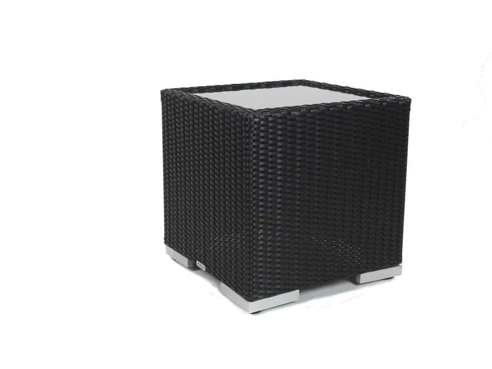 Dijon Wicker Square Outdoor End Table in Majestic Black with Glass Top