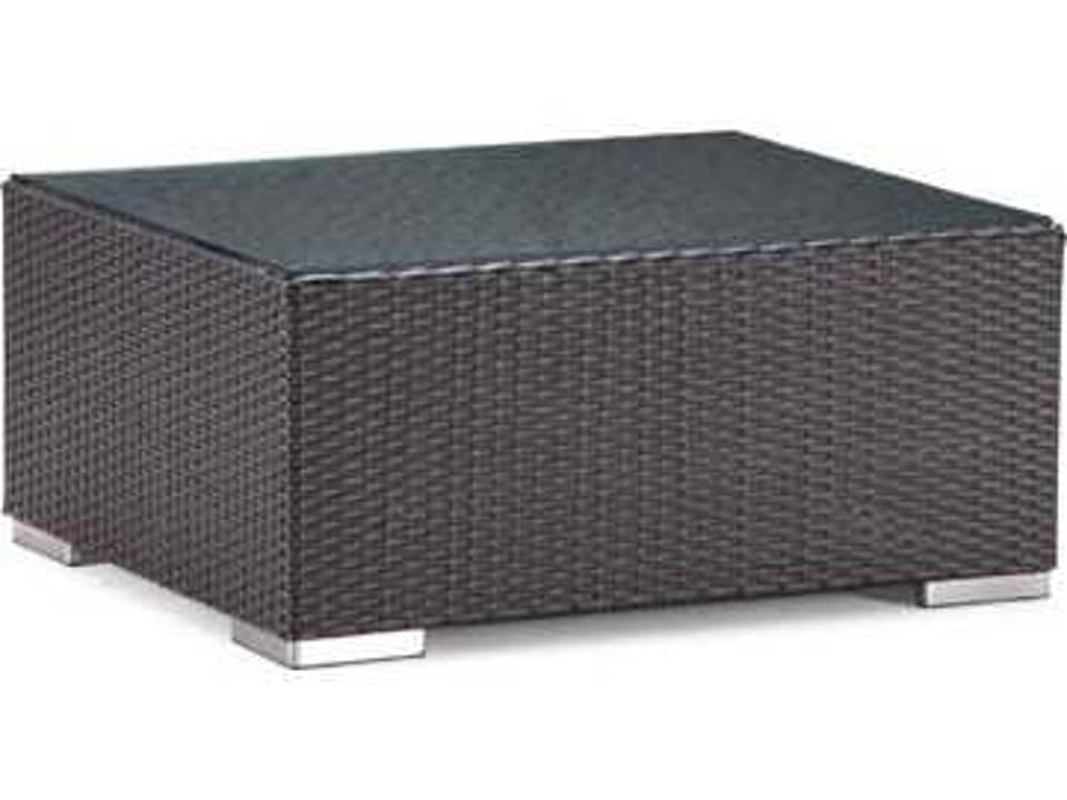 Dijon Outdoor Rectangle Coffee Table in Majestic Black Wicker with Glass Top