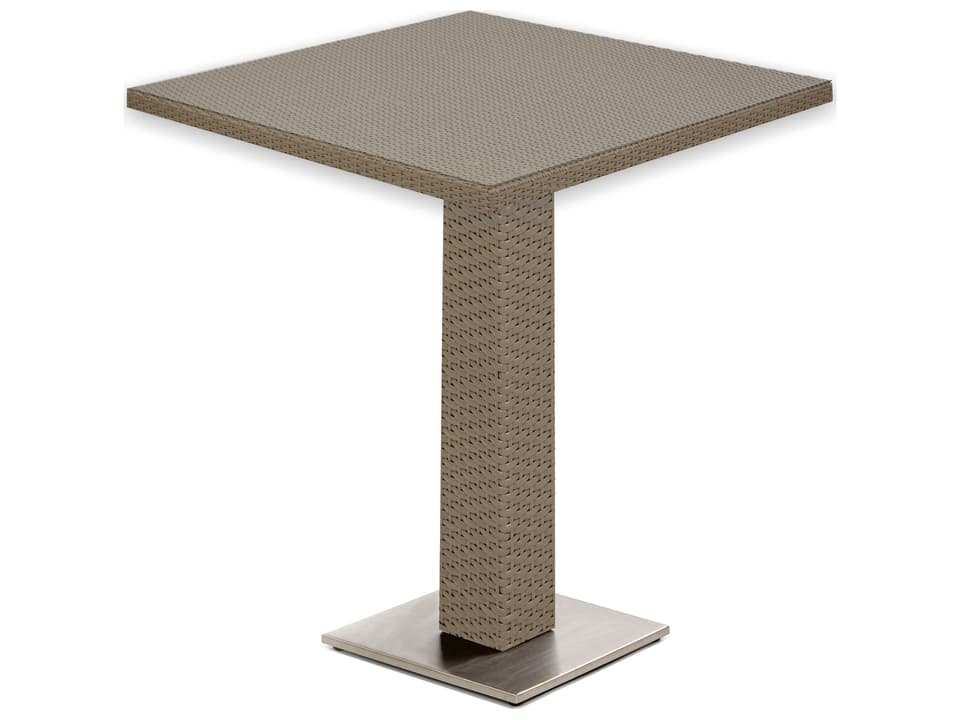 10 Tierra Square Outdoor Bar Table in Mocaccino Wicker with Glass Top
