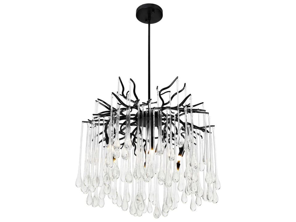 6-Light Anita Chandelier in Black with Clear Crystal