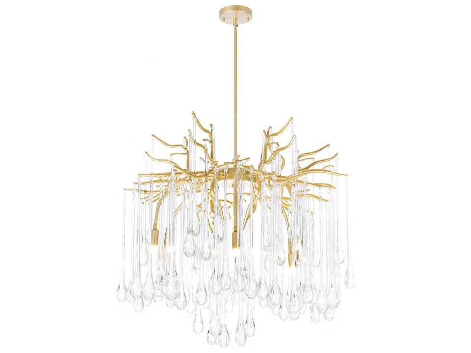 6-Light Anita Crystal Chandelier in Gold Leaf