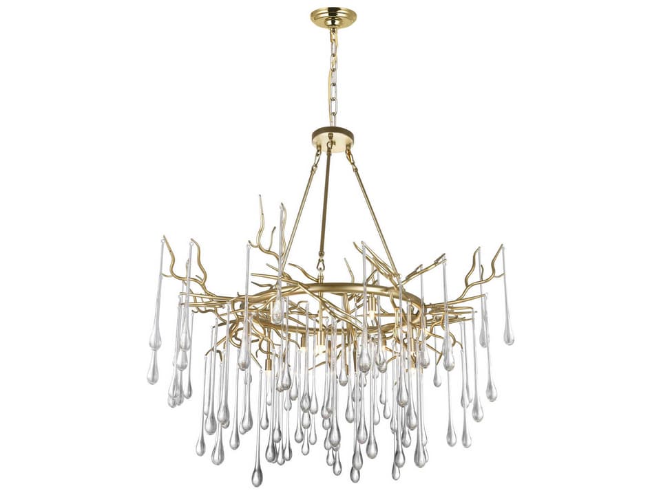 12-Light Anita Chandelier in Gold Leaf with Clear Crystal