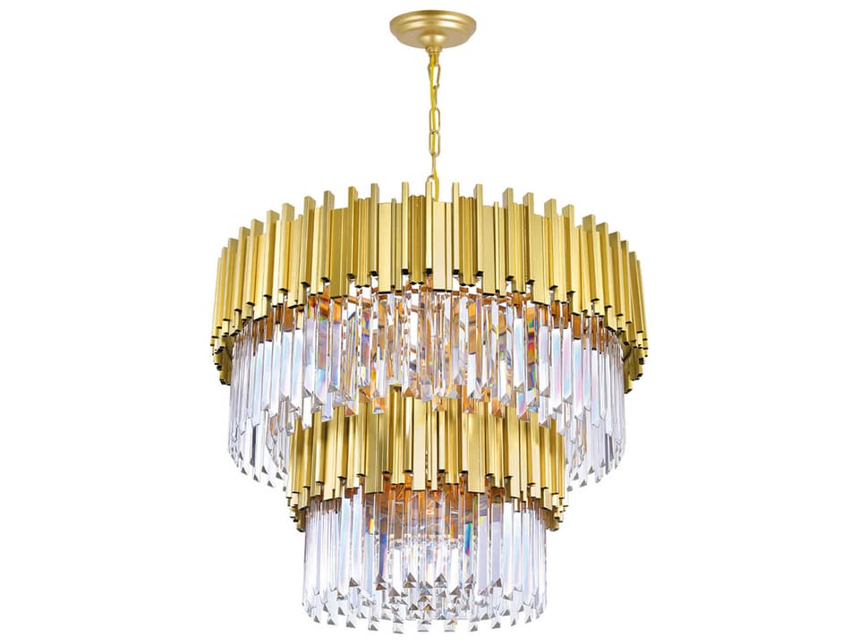 Deco 12-Light Chandelier with K9 Crystal in Medallion Gold