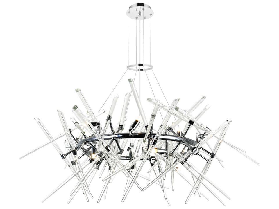 12-Light Icicle Chandelier in Chrome with Clear Glass Rods