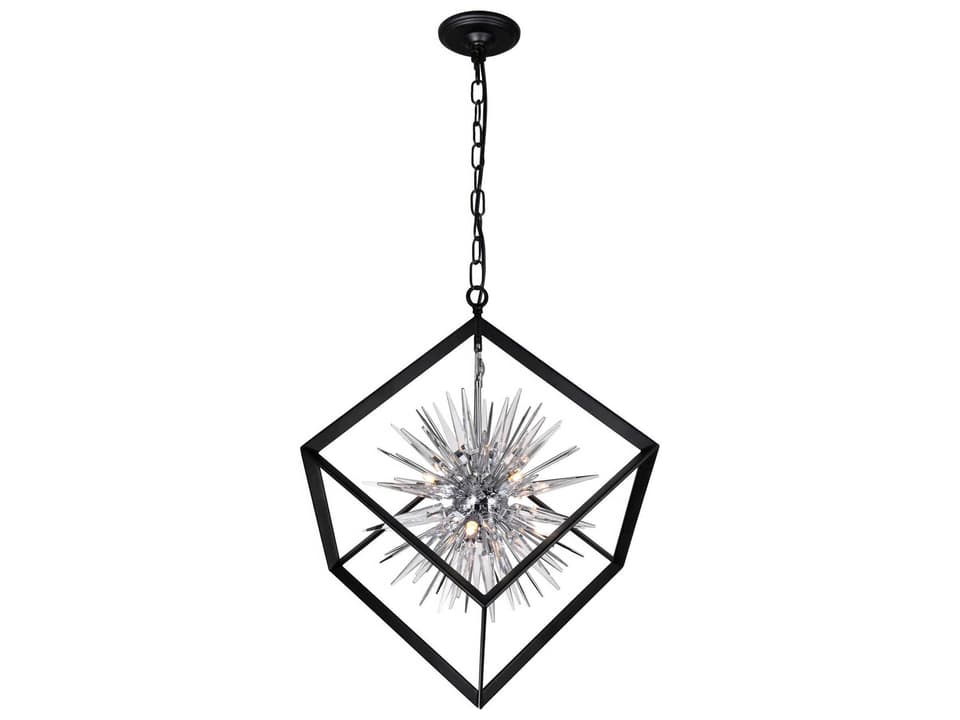 6-Light Starburst Chandelier in Chrome and Black