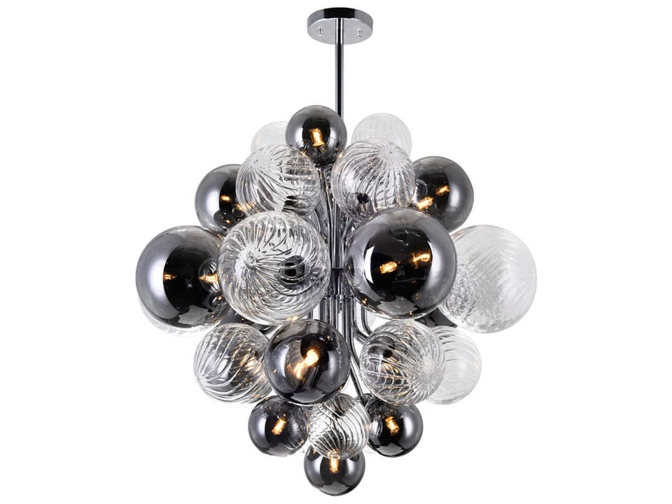15-Light Pallocino LED Chandelier in Chrome with Tinted Glass