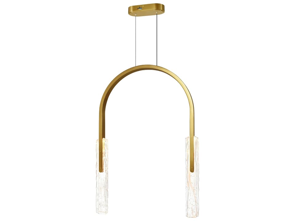 Curva Integrated LED Geometric Linear Chandelier in Brass Gold