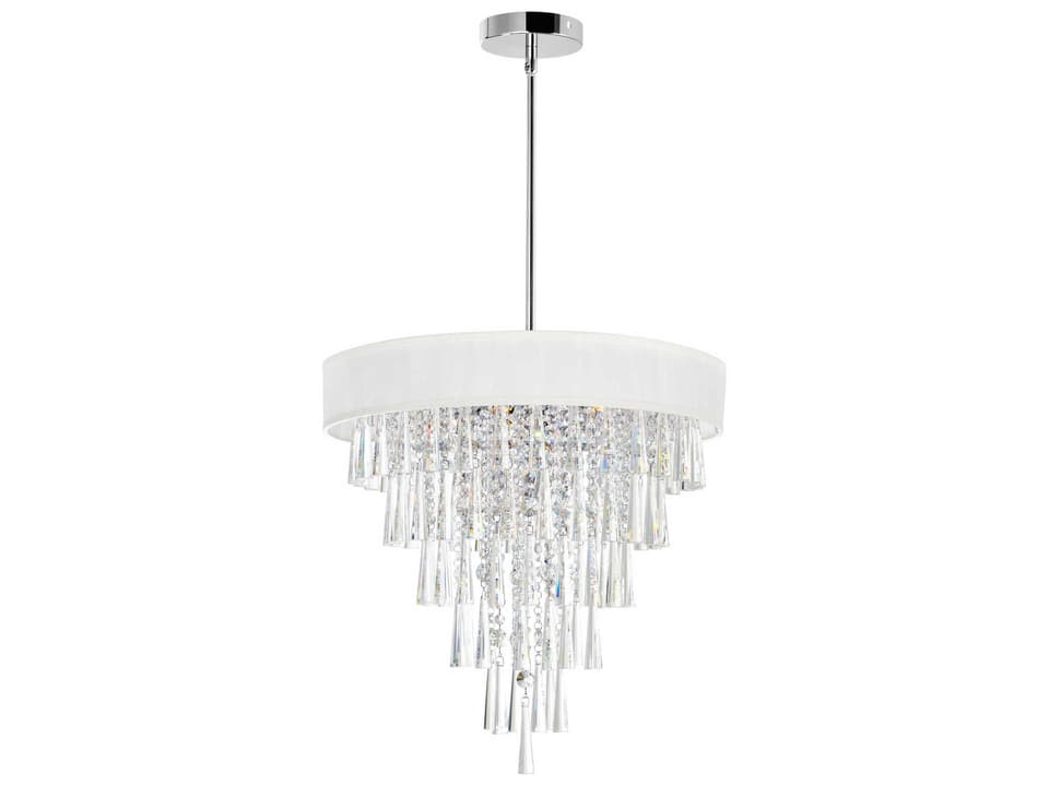 8-Light Franca Drum Shade Chandelier in Off White and Chrome