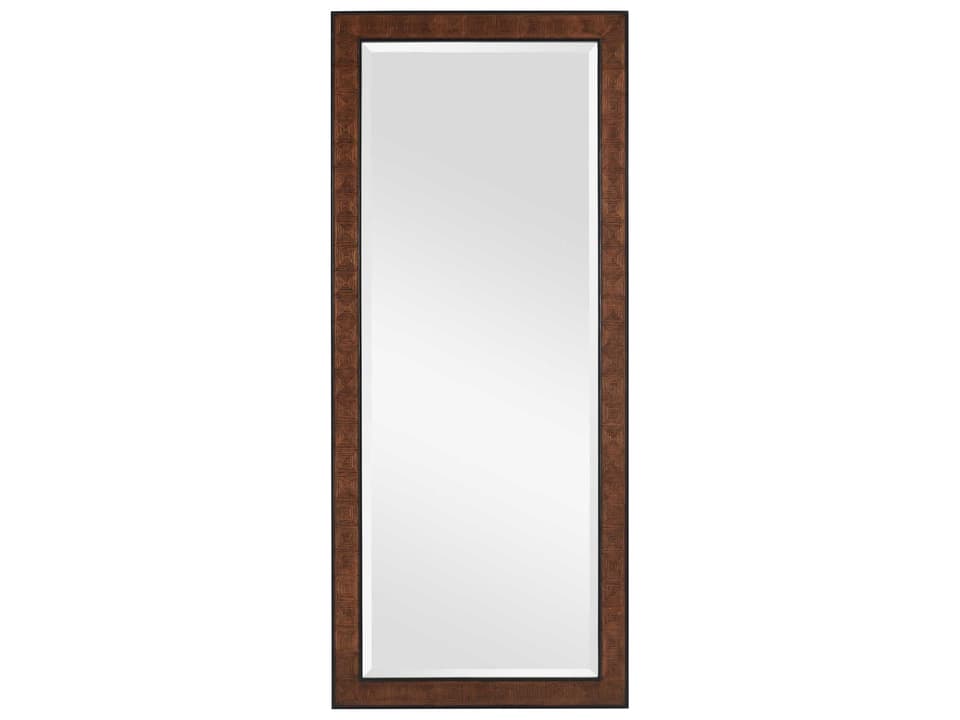 Currey and Company Dorian Floor Mirror in Kona and Black Finish
