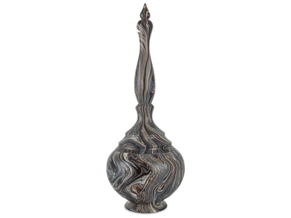 Currey and Company Marbleized Short Turret Box in Marbleized Brown