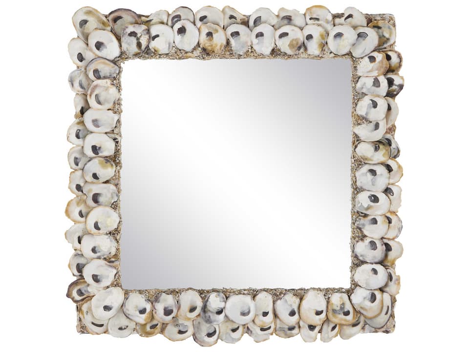 Currey and Company Oyster Shell 20 Inch Square Wall Mirror Natural