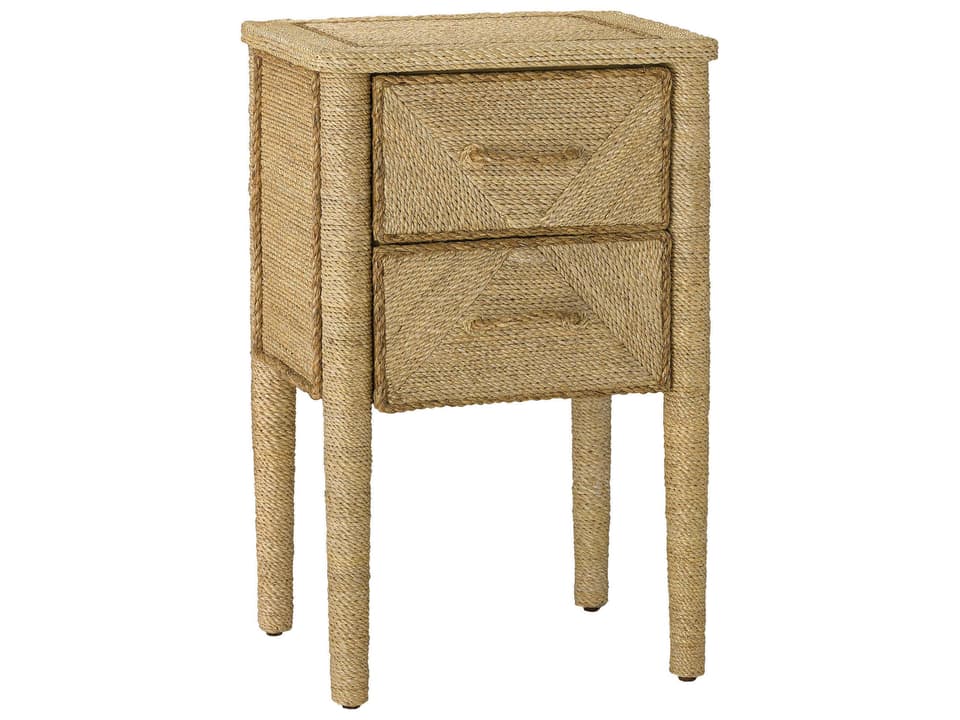 Currey and Company Kaipo Rope Nightstand with 2 Drawers in Natural