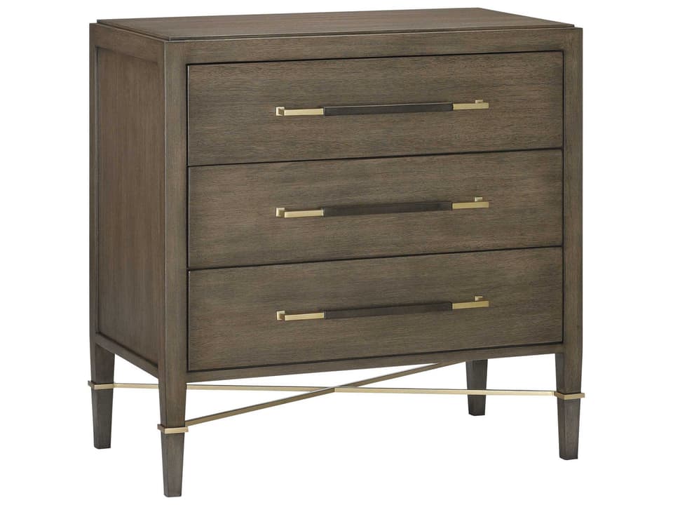 Currey and Company Verona Chanterelle 3-Drawer Chest in Mahogany and Champagne