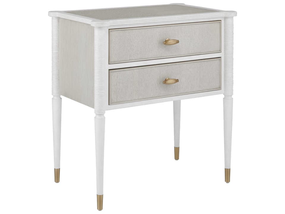 Aster Nightstand in Off-White Fog with Brass Pulls