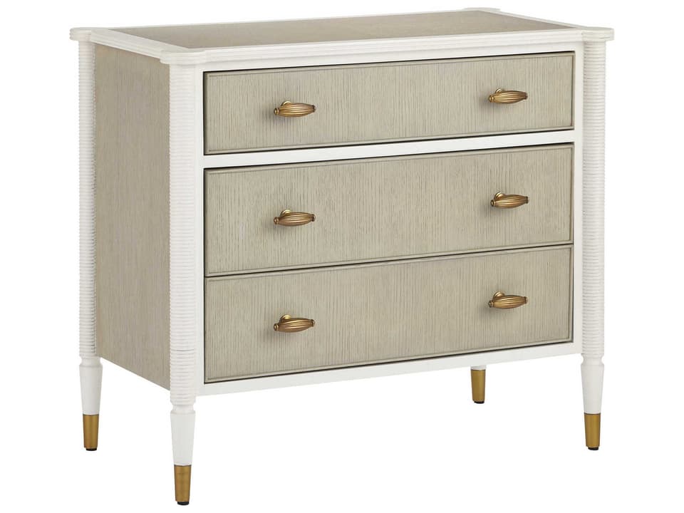 Aster Three-Drawer Chest Off-White Fog Polished Brass
