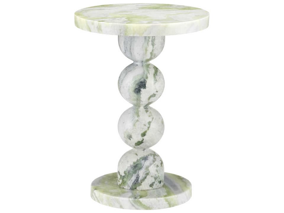 Currey and Company Turner Round Accent Table Green Onyx Marble Natural Finish