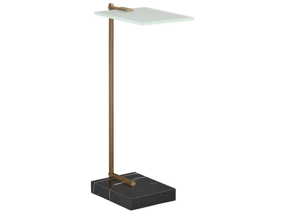 Currey and Company Neil Antique Brass Marble and Glass End Table