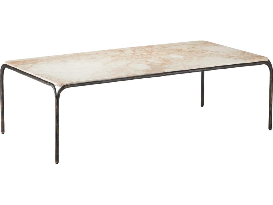 Currey and Company Crema Rectangle Coffee Table Natural Bronze and Marble