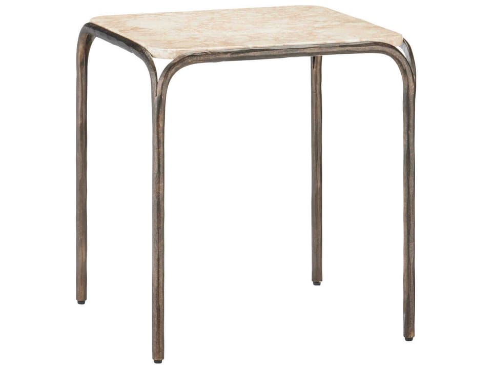Currey and Company Crema Square Side Table in Natural and Bronze