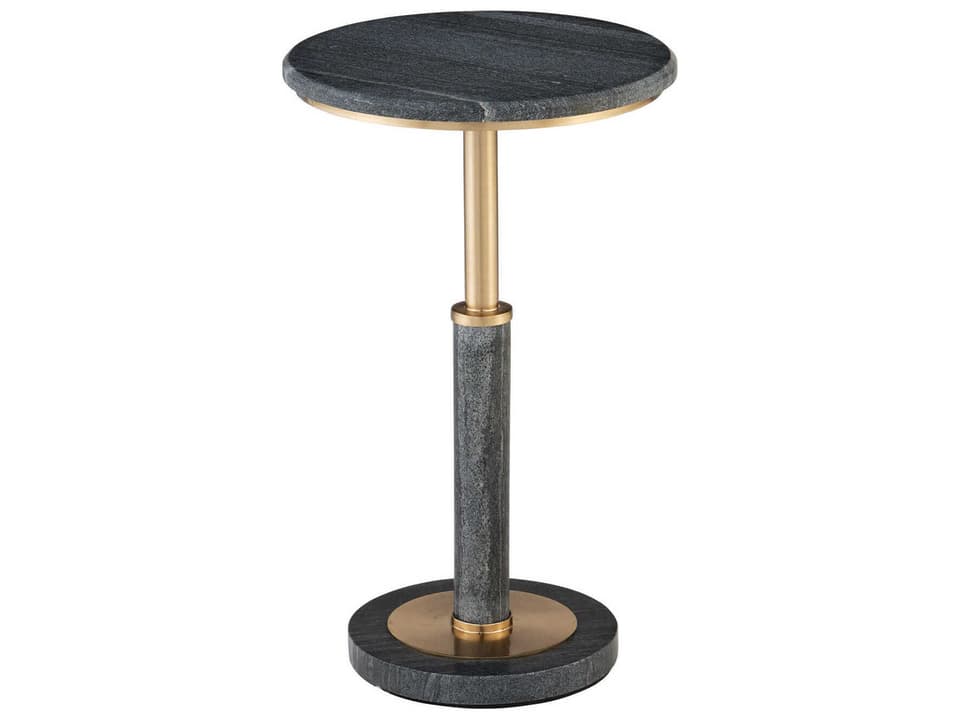 Currey and Company Miles Accent Table with Midnight Black Stone and Polished Brass