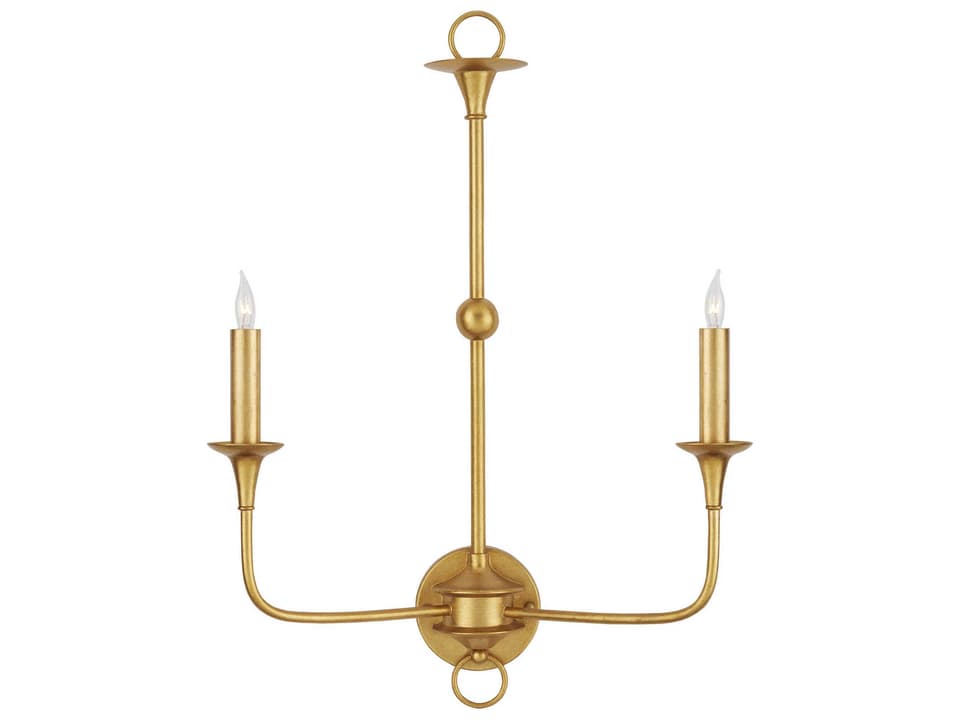 Currey and Company Nottaway 2-Light Wall Sconce in Contemporary Gold Leaf