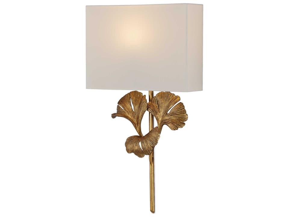 Currey and Company Gingko 1-Light LED Wall Sconce in Chinois Antique Gold Leaf